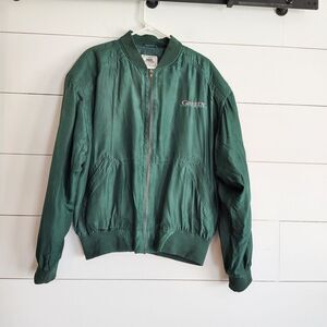 Vintage 1994 GREEDY Movie Promo MCA Universal Bomber Jacket XL Green Silk 90s
